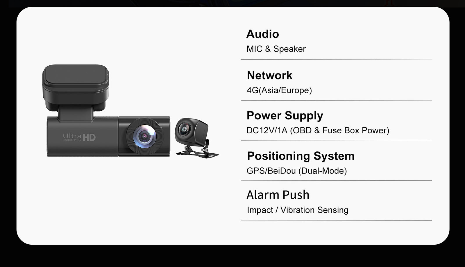 DG 63 4G Dash Cam | Front 2K Rear 1080P | Real - time GPS Tracking & Remote Monitoring | 24H Parking Mode