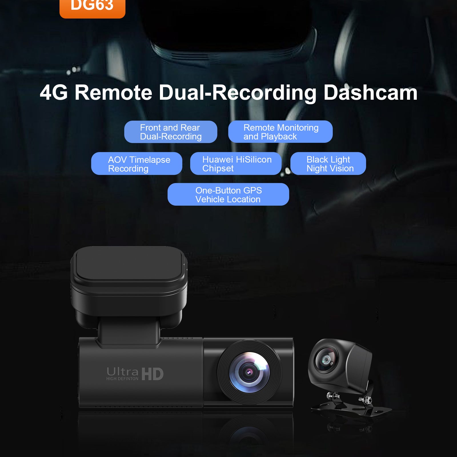 Dual Recording 2K/1080P Dash Cam DG23 with 4G Parking Monitoring — Never Miss a Moment