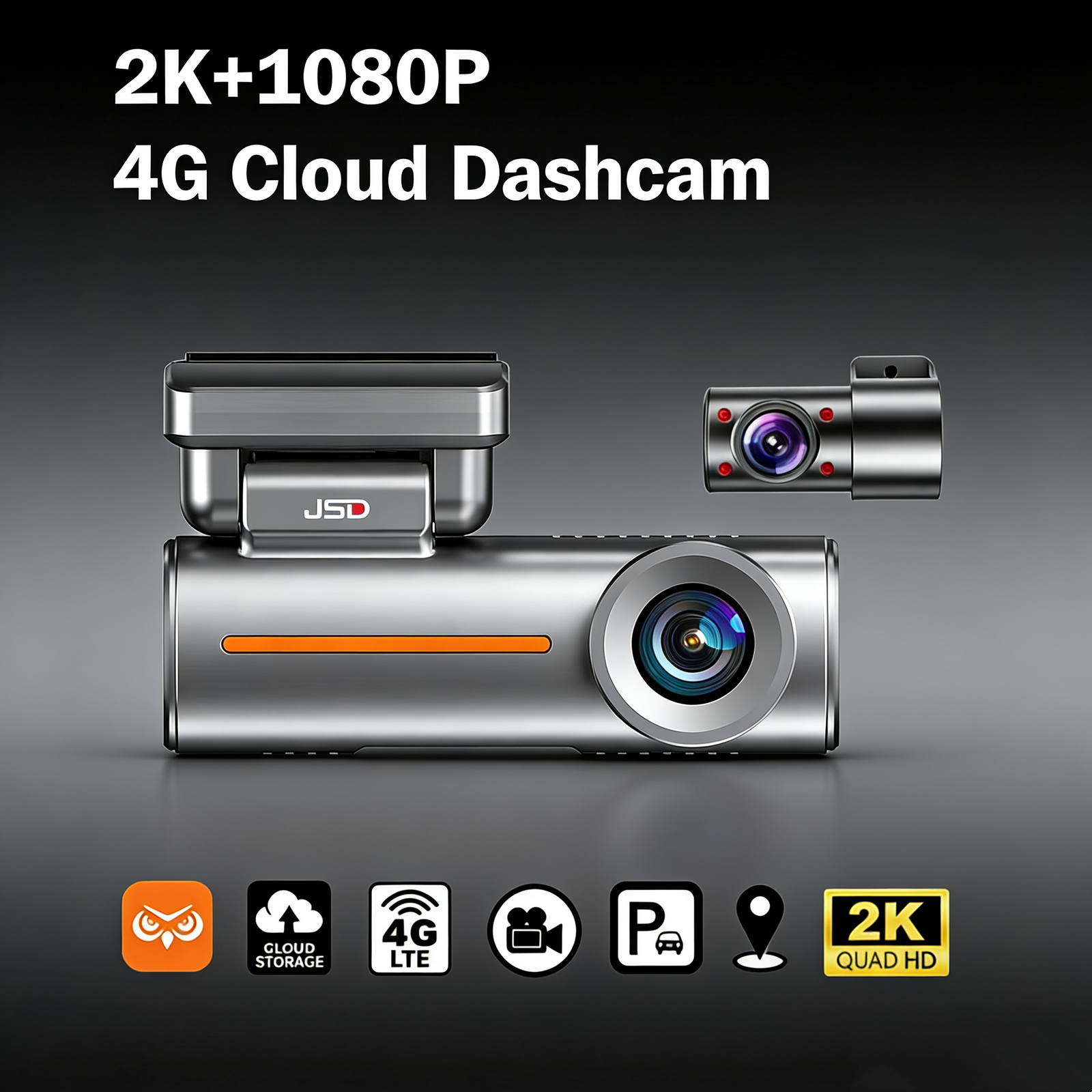 Exclusive Private-Mold Dash Cam | Front 2K Rear 1080P, 4G & GPS, Real-Time Car Monitoring via APP