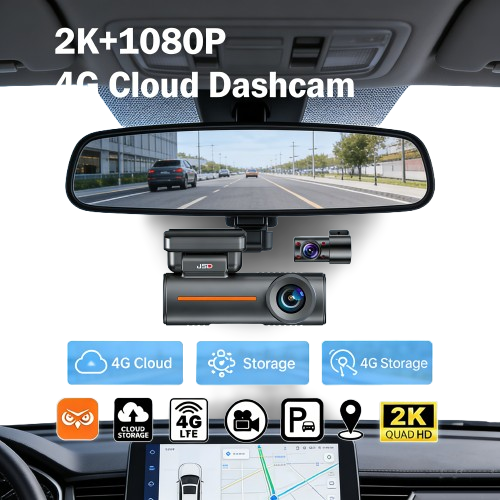 Exclusive Private-Mold Dash Cam | Front 2K Rear 1080P, 4G & GPS, Real-Time Car Monitoring via APP