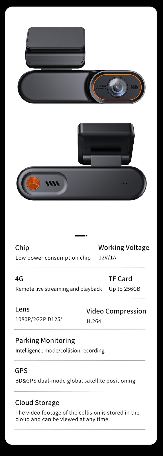 DG23 4G Dash Cam Single Lens - 1080P HD Night Vision WiFi Remote View Car Recorder