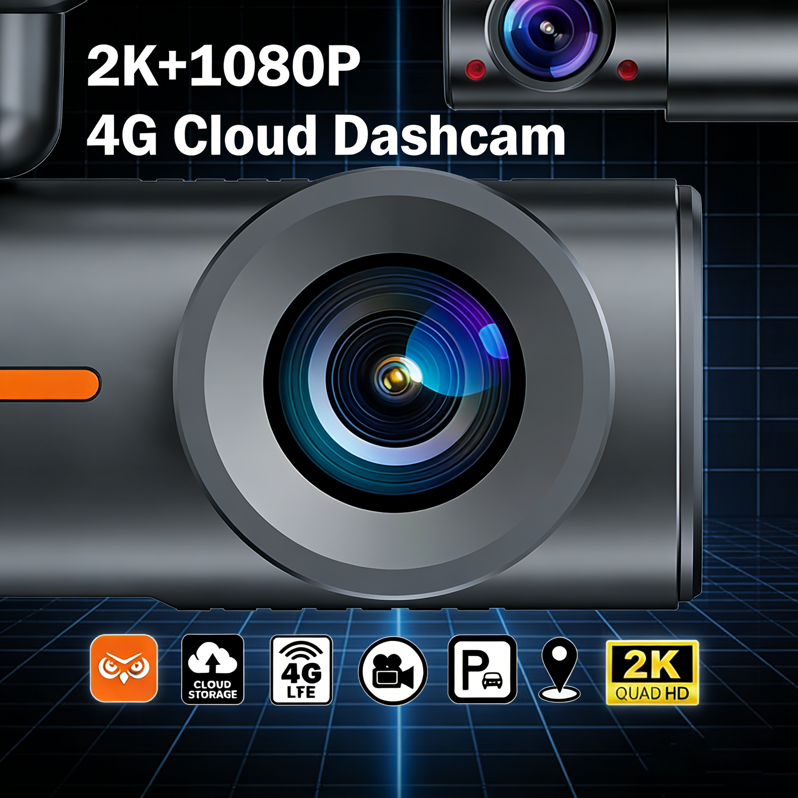 Exclusive Private-Mold Dash Cam | Front 2K Rear 1080P, 4G & GPS, Real-Time Car Monitoring via APP