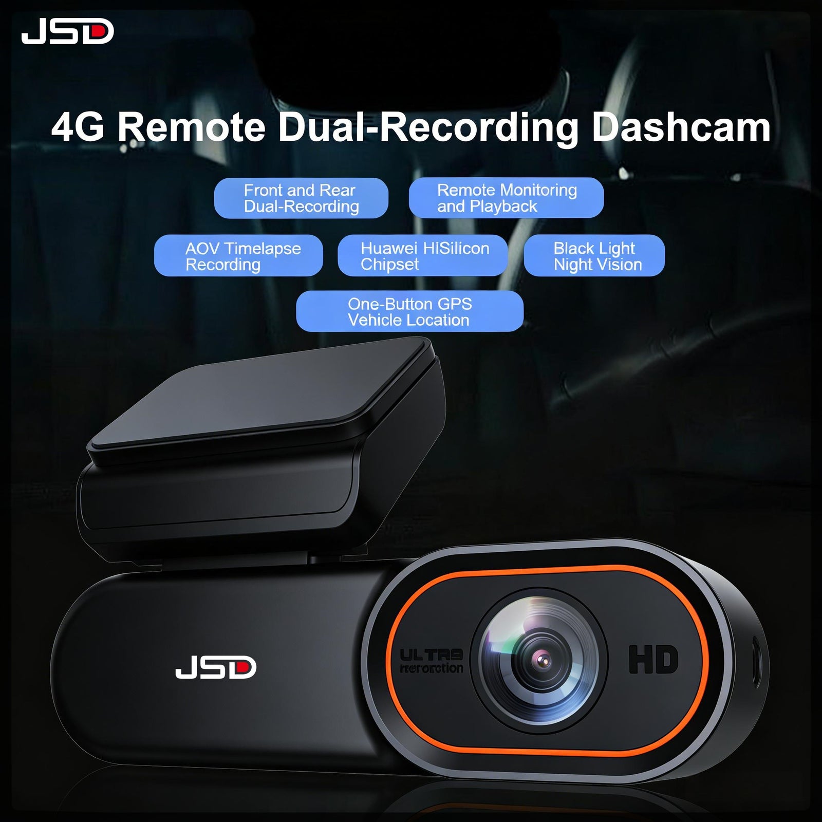 Dual Lens 2K Dash Cam 4G-Powered | Front Rear Recording + Parking Monitor